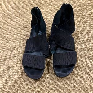 Eileen Fisher Sport Black Perforated Suede Sandle 7M